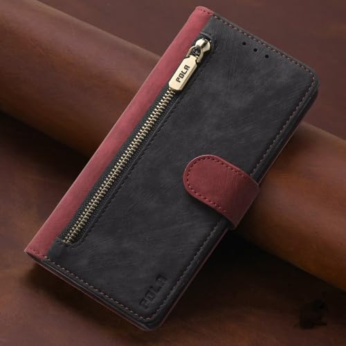 BEENTRYS Cuero Funda para ASUS Zenfone MAX Pro M1 / ZB601KL / ZB602KL Funda,Tipo Billetera Cartera Cubierta Ranura para Tarjeta Soporte Bolsillo Cremallera RFID Magnético PU Antigolpes Carcasa-Negro