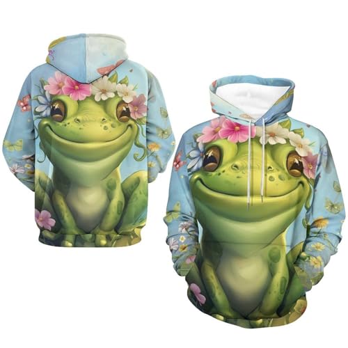 Pullover fleur grenouille papillon sweat à capuche manches longues S - 7