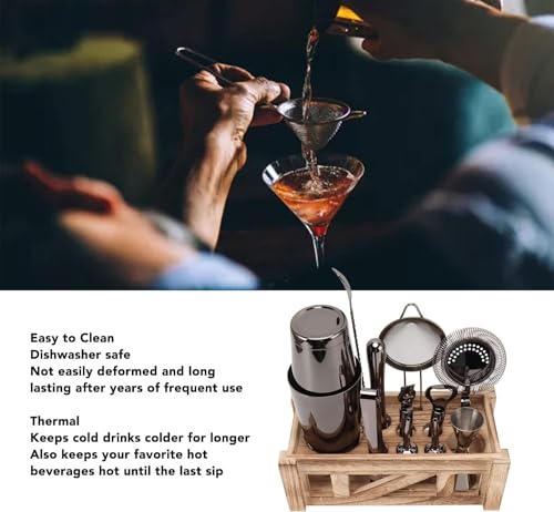 Kit Coctelera Bartender Acero Inoxidable con Base miniatura 3