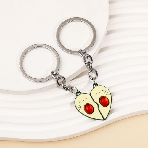 Cute Avocado Necklace Keychain Set Half Broken Heart Best Friend Matching Jewelry for best friends3