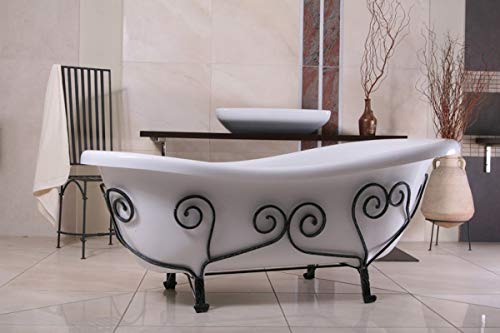 Freistehende Luxus Badewanne Mediterran Weiß/Schmiedeeisen - 3
