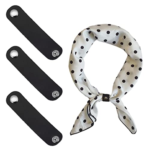 5 Pcs Leather Scarf Clasp Clips Solid Color Bandana Ring Buckle Multipurpose Luggage Tags Name Label Clothing Accessories Black