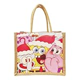 Bolsa de Yute para revestir a Ganchillo,Bolsa de Yute,Bolsa de la Compra de Yute,Bolsa PortáTil Arpillera con Asas,Bolsa Portátil de Yute Natural,Gran Capacidad,De múltiples Fines