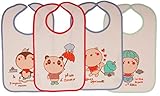✔ Pack de 4 baberos de 25x35 cm. de rizo forrados. Cierre de cinta de autocierre
