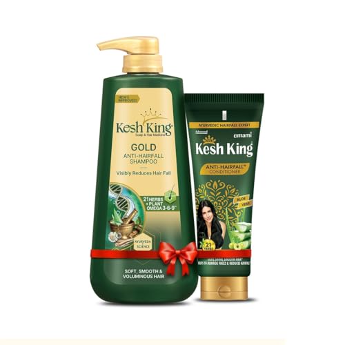 Image of Kesh King Gold Anti Hairfall Kit, Reduces Hair Fall, Makes Hair Strong, Strengthens, Nourishes & Conditions Hair, For Soft, Smooth & Voluminous Hair, for men and women, 800 ml