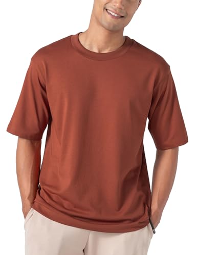Image of DAMENSCH Statement Solid Oversized T Shirt for Men, Heavyweight, Anti-Pilling, Stylish, Relaxed Fit T Shirt for Men Cotton