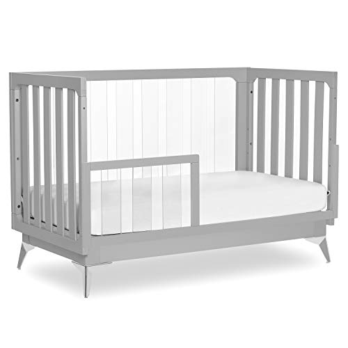 Image of Evolur Acrylic Millennium 4 in 1 Convertible Crib Toddler Rail I Easily Coverts to Toddler Bed & I Acrylic Slats, Pebble Grey (702AC-PG)