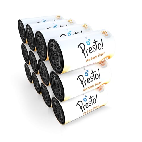 Image of Amazon Brand - Presto! Garbage Bags, Small (17 x 19 inches) - 30 bags /roll (Pack of 12, Black)