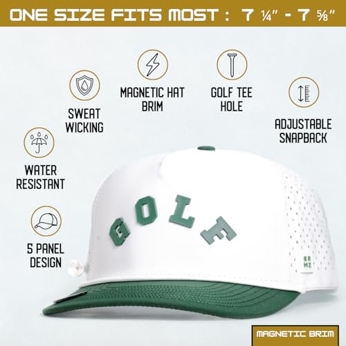 Image of BRIMZ Golf Performance Hat - Tee Holder & Magnetic Brim - Breathable Sweat & Water Resistant Golfing Snapback Cap