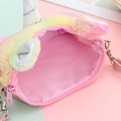 Women Girls Kids Fluffy Fuzzy Unicorn Bag Plush Tie Dye Rainbow Crossbody Purse - Image 6