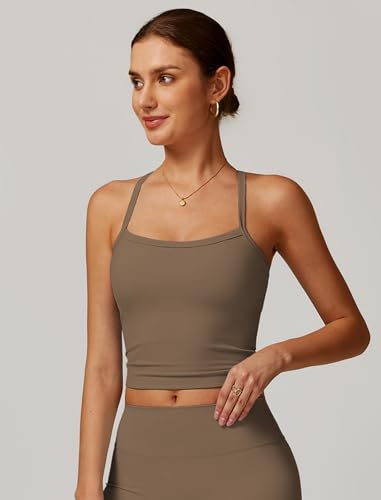 Image of QBGJTD Womens Longline Sports Bras Cross Back Active Gym Yoga Padded Workout Crop Tank Top with Built in Bra