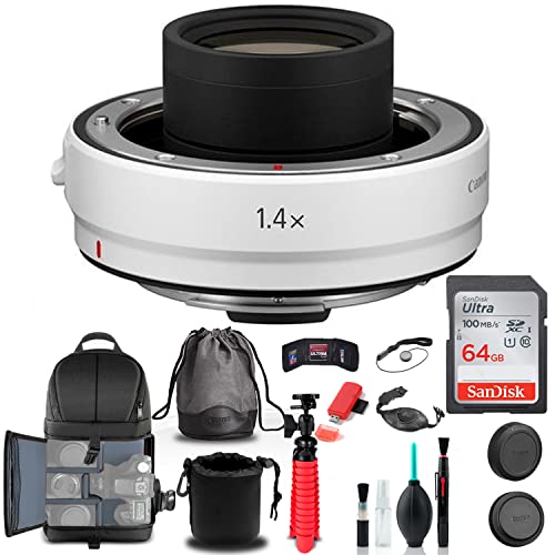 Canon Extender RF 1.4X (4113C002) + Backpack + 64GB Card + Lens Pouch + Card Reader + Flex Tripod + Memory Wallet + Cap Keeper + Cleaning Kit + Hand Strap + More
