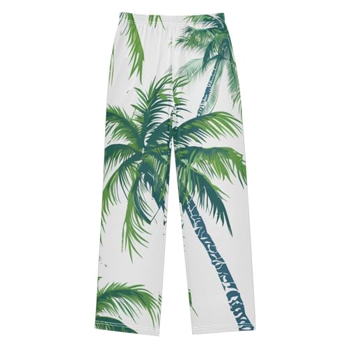 ZZXXB Palm Trees Boys Long Pants Soft Trousers Elastic Waist Kids Lounge Bottoms with Pockets S-XL
