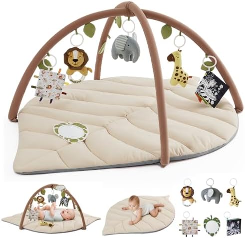 Blissful Diary Baby Play Gym & Activity Mat, Leaf Shaped Baby Tum...