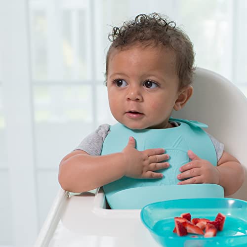 Dr. Brown's Baby Bib with Adjustable Collar and Fox Design, 100% Silicone & Waterproof, Teal/Purple, 2-Pack4