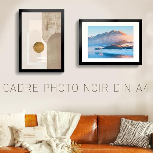 Lot de 2 Cadres Photo A4 Noirs - 21 x 29,7 cm - Plexiglas Incassable - Cadre a4 Moderne - Matériau PVC - Cadre Adapté pour Photos, Affiches, Dessins d'enfants, œuvres d'art, Expositions – Image 4