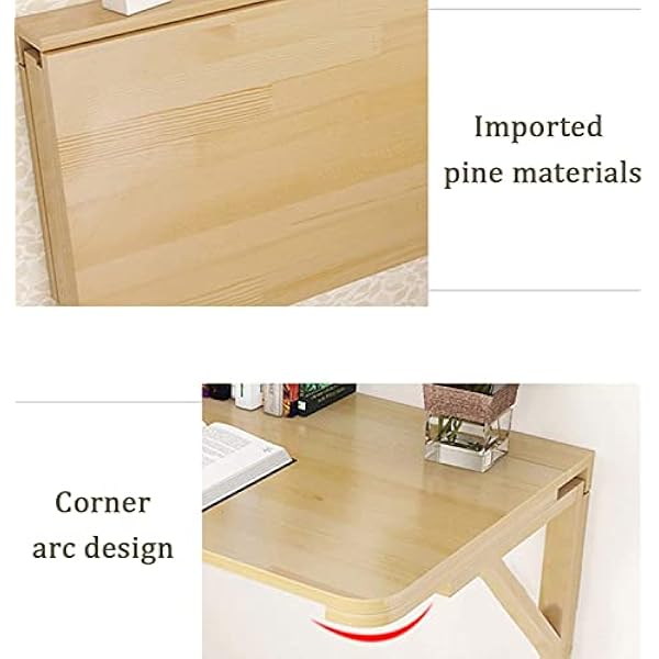 Opvouwbare wandtafel, klein ruimtebesparend zwevend bureau, massief houten opklapbaar computerbureau, keuken- en eettafelbureau computerbureau (A 70x40cm/28x16tum) (A 120x50 cm/47x20 tum)