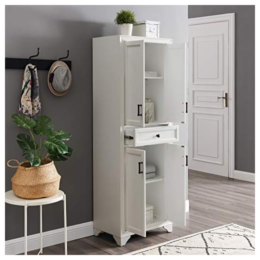 Crosley Distressed White Pantry Storage Cabinet