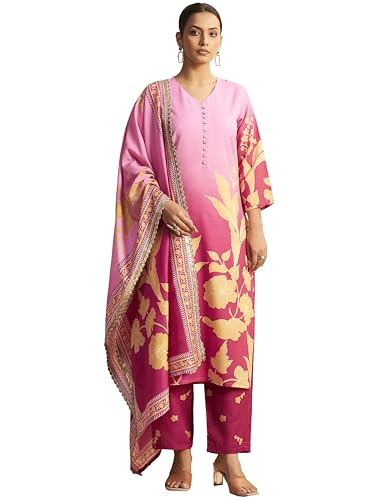 Ensemble kurta en coton mélangé haut de gamme et dupatta en soie 4XL