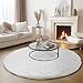 Puremy White Round Rug for Bedroom, 4x4 Fluffy Circle Area Rugs for Kids Room, Soft Shaggy Circular Carpet for Nursery Living Room, Non-Slip Home Decor Rug for Teen's Room