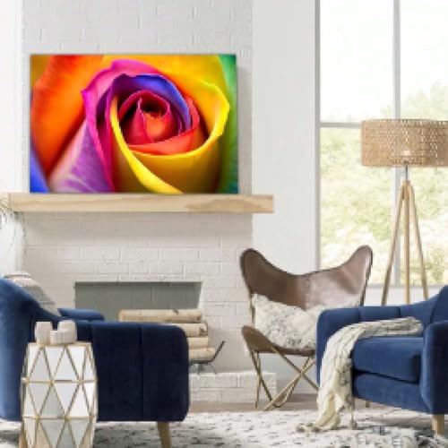 Impression toile artisanat rose graffiti avec cadre 35x45cm