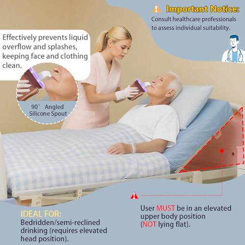 Image of Dysphagia Regulating Drinking Cup, Prevent Choking for Dysphagia /Dementia /Elderly,Dispenses 5cc or 10cc of Liquid Each time,Spill-Proof (Coffee /Purple)