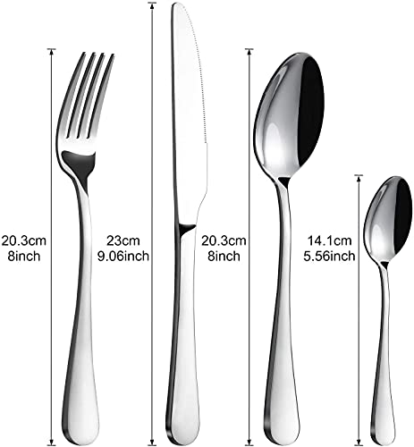 Cutlery Set, 4 Piece Stainless Steel Flatware Set, Tableware Silverware Set with Spoon Knife and Fork Set, Service for 4, Dishwasher Safe/Easy Clean, Mirror Polished - Image 3