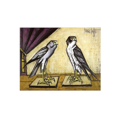 Tableaux pour salon style Bernard Buffet | Toile murale abstraite Birds 80x105cm