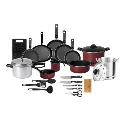 Listado de Bateria de cocina ekco favoritos de las personas. 41 Ekco | Batería de Cocina con Antiadherente Trends 21 Piezas de Aluminio - Color Rojo