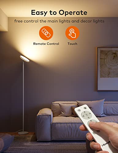 Floor Lamps For Living Room, 42W /3700Lm Led Tall Standing Lamp With Remote & Touch Control, 5 Color Temperatures Modern Floor Lamp, Super Bright Smart Dimmable Corner Floor Lamp For Bedroom Office #TOP7