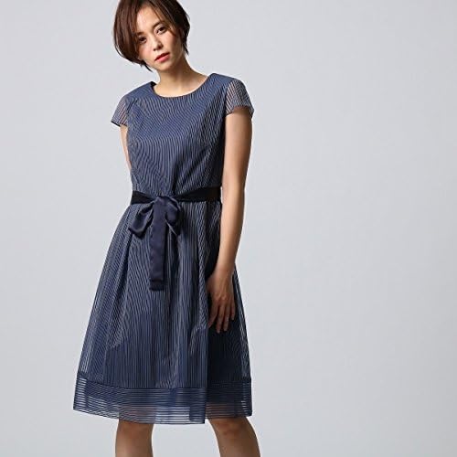 Amazon Co Jp アンタイトル Untitled 洗える ストライプコードチュールワンピース ネイビー 393 02 M 服 ファッション小物