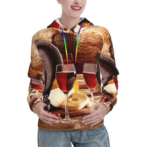 Sweat à capuche avec poche kangourou et motif cave à vin thermique