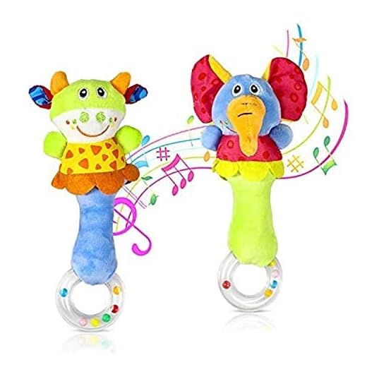 aovowog Sonajero de Juguete Muñeca de Peluche Sonajero de Juguete Felpa bebé Instrumento Sentido Bebé Infantil 3 6 9 12 Meses (2 Piezas)