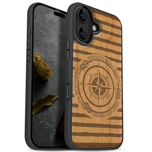 Coque iPhone 17 antichoc et magnétique avec dos en bois Carveit