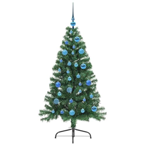 Árbol de Navidad de 150 cm GeenYuu con luces LED cálidas y follaje tupido de PVC 4