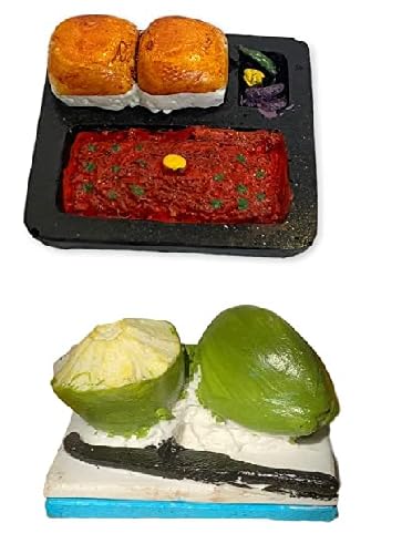Fridge Magnet Miniature Food 3D Fridge Magnet Best Souvenir Gift 100% Made in India(Pao Bhaji and Nariyal Pani) Combo Po2i