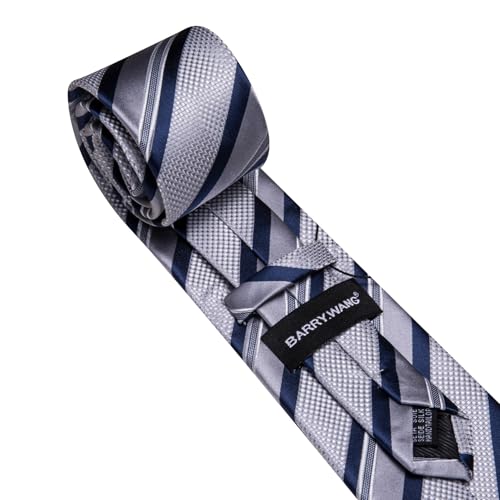 Image of Barry.Wang Mens Tie Set Plaid Check Neckties Formal Business Wedding Luxury Pocket Square Cufflinks