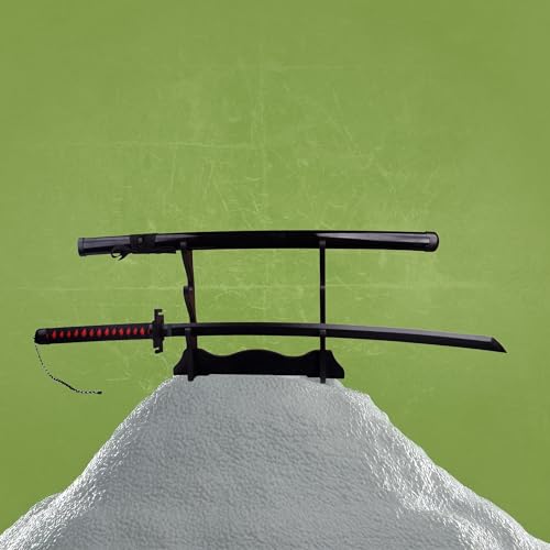Image of OFFO Ichigo Zangetsu Katana Replica - 100cm Shikai Katana from Bleach Anime | Black Blade Zanpakuto with Chain | Cosplay, Roleplay & Display Weapon Prop for Fans & Collectors