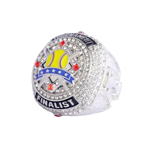 Image of 2 pcs Pack or 12 pcs Pack Softball Championship Trophy Ring Award Gift for Tournament Champion Team palyers Awards Trophy on Side Size 9.5