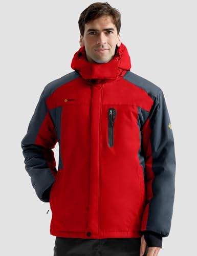 Image of GEMYSE Men's Ski Snow Jacket Warm Winter Waterproof Coat Snowboard Rain Jacket Hooded Windproof Windbreaker