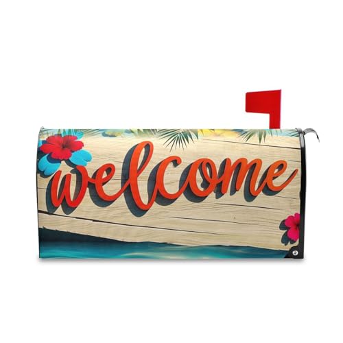 Yoogain Stile tropicale Benvenuto Decorativo Casella Postale Coperture Magnetiche per Autunno Carino Postale Coperture Inverno Formato Standard Copertura para buzon