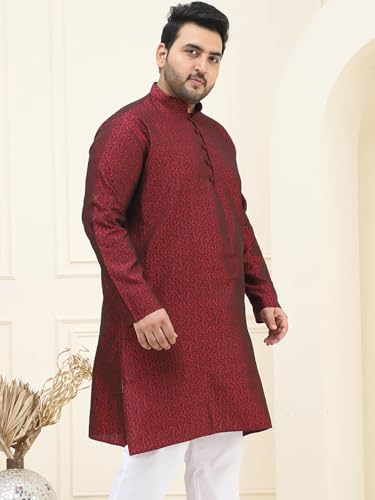 Image of SOJANYA Plus(Since 1958), Men's Silk Blend Self Design ONLY Long Kurta