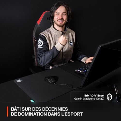 SteelSeries tapis de souris gaming QcK XL Performance Balance - Densité élevée pour une glisse fluide - Bords cousus à profil bas - Base antidérapante en néoprène - Taille 900 x 400 mm -FPS, MOBAs,RTS