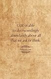 Christian Journal Gifts | God Is Able Ephesians 3:20: Brown Bible Journal Notebook Inspirational Diary for Men and Women With Scripture Biblical Quote ... Pages for Writing Notes, Compact Handy Size