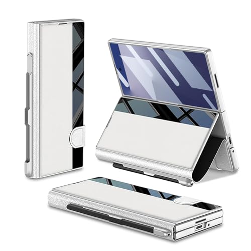 For Samsung Galaxy Z Fold 7�p�t���b�v�P�[�X�A�y���X���b�g�t�����C�z���V�F���S���ʕی샌�U�[�J�o�[,Silver