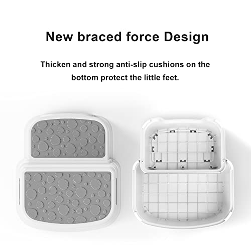 Two Step Stool for Kids – Non-Slip Toddler Step Stool for Bathroom Sink & Potty Training, Dual Height 9.5”, Safe & Sturdy for Kitchen, Bedroom & Classroom (Includes Two Ducks)