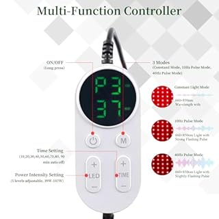 242 LED Red Light Pad, 60cm x 30cm Large Red and Near Infrared Light Pad for Full Body, 660nm & 850nm, 6 Timer & 5 Brightness Settings, 3 Modes