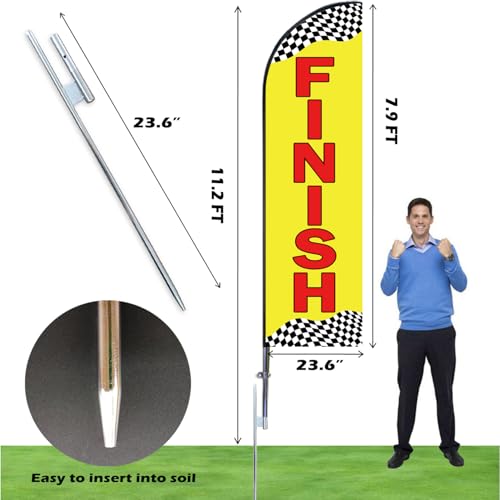 Start Finish Line Banner with Feather Flag Pole Kit for Races Marathons Special Events, 8 ft Advertising Flag 12 ft Flagpole with Ground Spike Packed in Travel Bag by CS&BEAUTY - Image 4