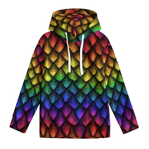 Dragons Scales Hoodie Juvenile Sweatshirts Pullover Hoody Casual Loose Childrens Hooded Sport Shirt Tops 7-18 Years