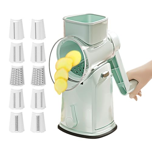 Cortador De Verduras En Rebanadas | Rallador Y Cortador Rotativo De Queso Para Cocina,Triturador De Alimentos Con Manivela Manual Para Zanahoria Cebolla Queso Fruta Patata Limon Col